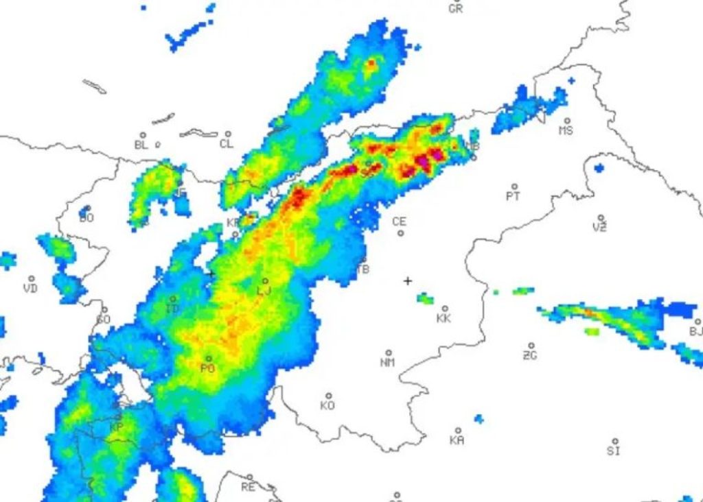 Radarska slika padavin za napoved padavin
